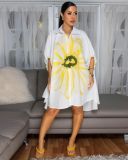 Women Elegant Print Turndown Collar Shirt