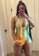 Sexy Spring Printed Women's One-Piece Beach Halter Neck Jumpsuit