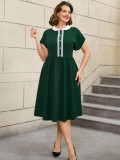 Plus Size Retro Peter Pan Collar Cocktail Elegant A-Line Dress