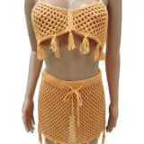 Knitting Mesh Beach Two-Piece Skirt Set