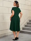 Plus Size Retro Peter Pan Collar Cocktail Elegant A-Line Dress