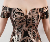 Off-Shoulder Slim Fit Sequin Fishtail Long Formal Party Evening Dress
