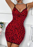 Erotic lingerie Sexy Leopard Strap V-neck Night Dress