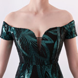 Off-Shoulder Slim Fit Sequin Fishtail Long Formal Party Evening Dress
