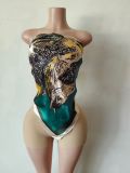 Fashionable Women's Print Sexy Strapless Two Piece Shorts Set