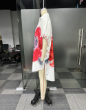 Women Elegant Print Turndown Collar Shirt