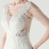 Women lace Beaded Lace-Up Formal Party evening dress