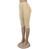 Women's Pockets Ruched Slim Fit Midi Pants