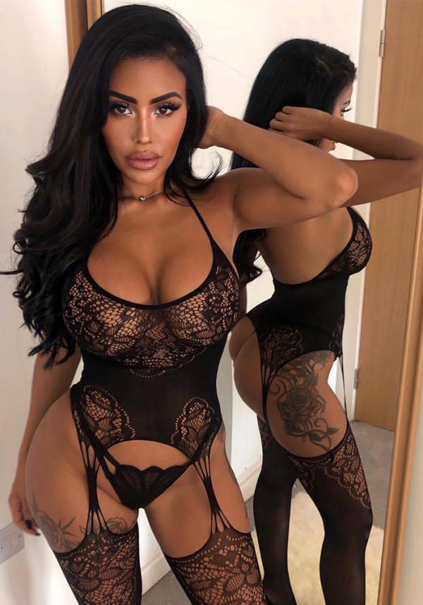 Sexy Women's Net See-Through Fishnet Lingerie Jumpsuit