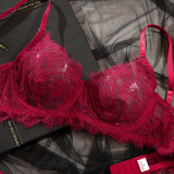 Women Summer Lace Breathable Sexy Lingerie Two Piece Set