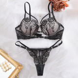 Women mesh rose embroidery Sexy Lingerie Set