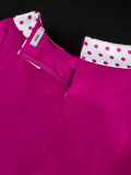 Plus Size Contrast Color Polka Dot Rose A-Line Career Dress