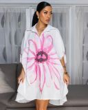 Women Elegant Print Turndown Collar Shirt