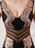 Sequin Slim Deep V Flower Women's Party Evening Dress