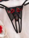 Women free-to-take-off crotch sexy underwear hot lips hollow Sexy Lingerie Set