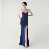 Women herringbone Strapless sweetheart neck hollow Lace-Up Formal Party evening dress