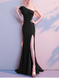 Women Summer Formal One Shoulder Shoulder High Slit Mermaid Evening Dress