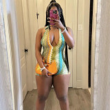 Sexy Spring Printed Women's One-Piece Beach Halter Neck Jumpsuit