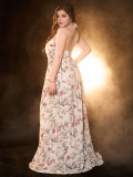 Plus Size Strap Print Sexy Halter-Neck Long Evening Dress