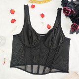 Plus Size Women Sexy Fishbone Bra Suspender Top