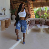 Women's Fashion Loose Casual Zipper Pocket Denim Shorts
