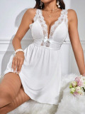 Erotic lingerie Sexy White Lace Patchwork Night Dress