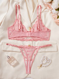 Women mesh flower embroidery ultra-thin See-Through Sexy Lingerie Set