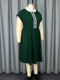 Plus Size Retro Peter Pan Collar Cocktail Elegant A-Line Dress
