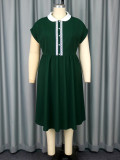 Plus Size Retro Peter Pan Collar Cocktail Elegant A-Line Dress