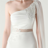Women Tulle Shawl Beaded Tube Embroidery One Shoulder Evening Dress​