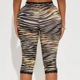 Women Summer Sexy Lace Leopard Print Capri Pants