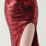 Women cross Lace-Up fishtail evening dress Formal Party evening dress