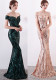 Off-Shoulder Slim Fit Sequin Fishtail Long Formal Party Evening Dress