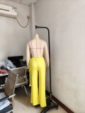 Women Halter Neck Strapless gathered tie rope wide leg jumpsuit
