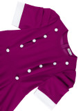 Plus Size Contrast Color Round-Neck Short-Sleeve Elegant Party Cocktail A-Line Dress