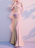 Women Summer Formal One Shoulder Shoulder High Slit Mermaid Evening Dress