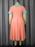 High-Waist Contrast Color A-Line Plus Size Formal Party Cocktail Dress