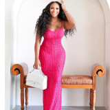 Spring Women's Strap Low-Back Sexy Chic Solid Color Long Dress