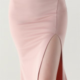 Women lace mesh herringbone Lace-Up beaded Formal Party evening dress
