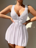 Erotic Transparent lingerie Sexy See Through Lace V-neck Night Dress