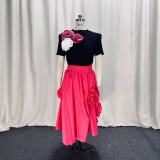 Women African Flower Rose Skirt