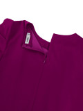 Plus Size Contrast Color Round-Neck Short-Sleeve Elegant Party Cocktail A-Line Dress