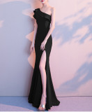 Women Summer Formal One Shoulder Shoulder High Slit Mermaid Evening Dress