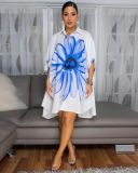 Women Elegant Print Turndown Collar Shirt