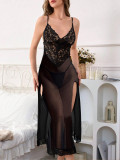 Erotic lingerie Sexy See Through Mesh Strap Slit Night Dress