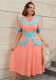 High-Waist Contrast Color A-Line Plus Size Formal Party Cocktail Dress