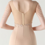 Women lace Beaded Lace-Up Formal Party evening dress
