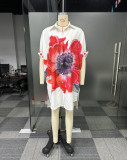Women Elegant Print Turndown Collar Shirt
