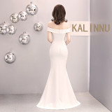 Women Summer Formal Off Shoulder High Slit Mermaid Evening Dress