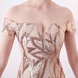Off-Shoulder Slim Fit Sequin Fishtail Long Formal Party Evening Dress